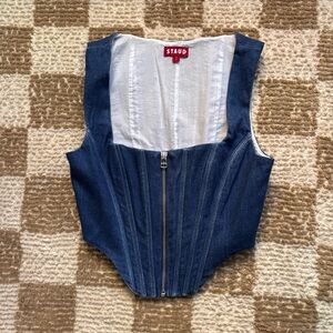 STAUD Blue Jean Corset Top